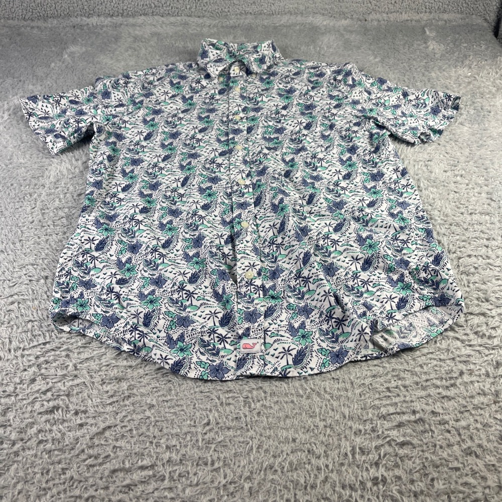 Vineyard Vines Classic Fit Murray Shirt Mens Medium Blue Green Tropical